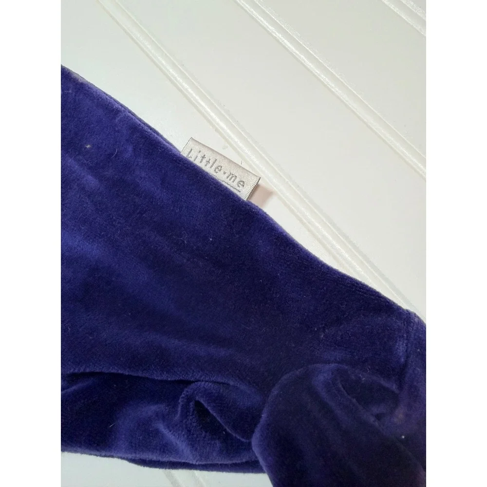 Little Me Vintage Baby Velour Footed Sleeper Navy Blue Bear Pockets 3-6 Months